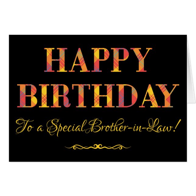 義理の兄弟のための黒い誕生日の黄色いタータンチェック (正面横)