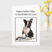 義理の兄弟の父の日犬新聞ユーモア カード (黄色い花)