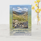 義理の兄弟の誕生日と山景色 カード (黄色い花)