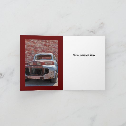 義理の兄弟の錆ついたトラックの誕生日の挨拶状 カード (内部)