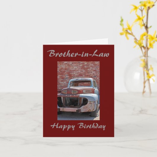 義理の兄弟の錆ついたトラックの誕生日の挨拶状 カード (黄色い花)