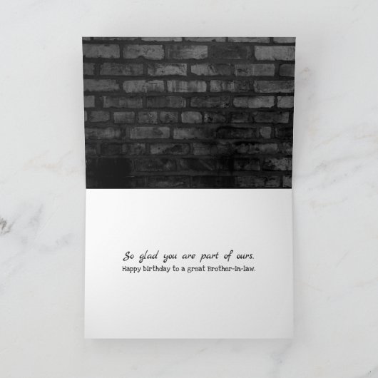 義理の兄弟カード用の黒レンガ誕生日 カード (内部)