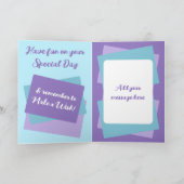 義理の妹の写真名パープルブルーの誕生日 カード (内部)