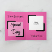 義理の妹の名前を追加photo pink black birthday カード (内部)