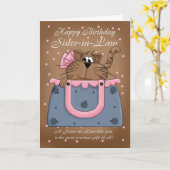 義理の妹の誕生日カード – かわいい猫の財布ペット カード (黄色い花)