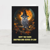 義理の姉と兄の妻かわいいフクロウのハロウィン カード (正面)