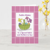 義理の姉と兄イースター願いバスケット カード (黄色い花)