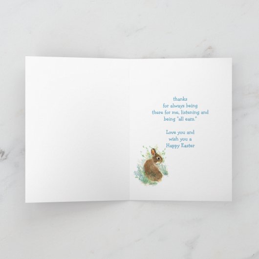 義理の姉妹のハッピーイースターのかわいいバニーウサギ シーズンカード (内部)