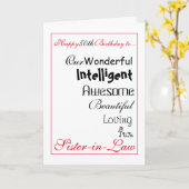 義理の姉妹のバースデー・カード。 第50 female.girls. カード (黄色い花)