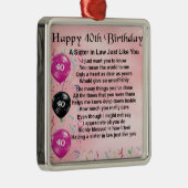 義理の姉妹の詩の第40誕生日 メタルオーナメント (右)