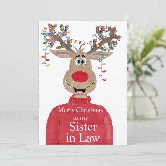 義理の姉妹トナカイのクリスマスのカスタマイズ シーズンカード (スタンド正面)