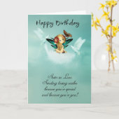 義理の姉妹フェアリー誕生日カードとハト カード (黄色い花)