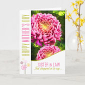 義理の姉妹マザーズデイダリアガーデンのピンク カード (黄色い花)