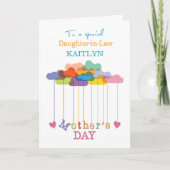 義理の娘かわいい母の日の虹の雲 カード (正面)