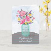 義理の娘と夫の結婚記念日 フラワーベース カード (黄色い花)