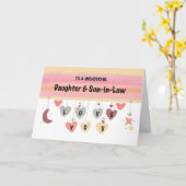 義理の娘と息子バレンタイン愛のハート月 カード (黄色い花)