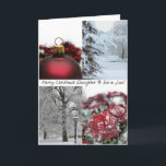 義理の娘と息子メリークリスマス！ red winter シーズンカード<br><div class="desc">Studioportosabbia,  studio porto sabbia,  red winter collage christmas違う card，言語と家族の関係，季節，オーナメント, オーナメント，休日，季節の挨拶， x-mas，写真，ボール，冬，雪，森，ドイツ語，イタリアン, オランダ，コラージュ，赤，バラ, バラ，雪，クリスマス装飾，カーストカット，カースト，ナターレ，ワイナッチン，自宅から自宅まで，幸せ，休日，季節ご挨拶、家族</div>
