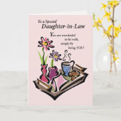 義理の娘のお母さんの日ベッドでの朝食 カード (黄色い花)