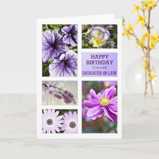 義理の娘のために,ラベンダーフローラ誕生日 カード (黄色い花)