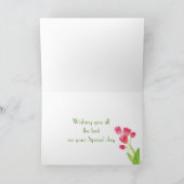 義理の娘のためのピンクのチューリップのバースデー・カード カード (内部)