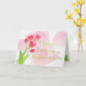 義理の娘のためのピンクのチューリップのバースデー・カード カード (黄色い花)