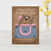 義理の娘のバースデー・カード-かわいい猫の財布ペット カード (黄色い花)