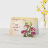 義理の娘の母の日の美しいピンクのバラ カード (黄色い花)