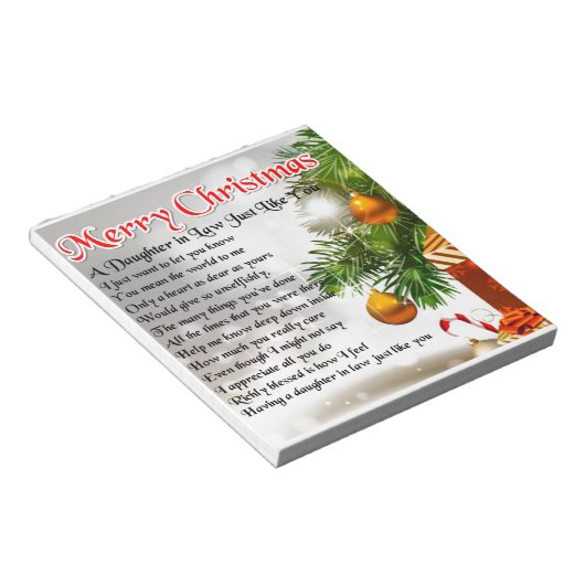 義理の娘の詩 – クリスマスデザイン ノートパッド (アングル)