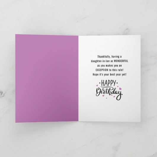 義理の娘の誕生日おもしろいは、不法のように!車 カード (内部)