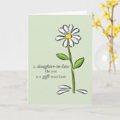 義理の娘の誕生日、宗教的な緑のデイジー カード (黄色い花)