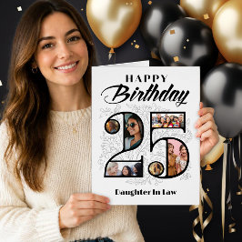 義理の娘の25歳の誕生日フラワー付ナンバーカード