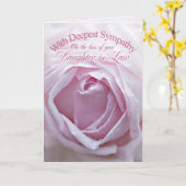 義理の娘を亡くすための悔やみや弔慰、ピンクのバラ カード (黄色い花)