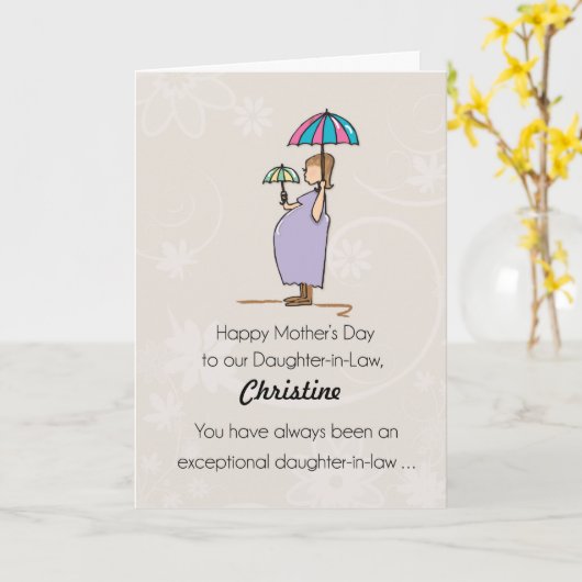 義理の娘マザーズ日名前をカスタムする妊娠 カード (黄色い花)