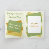 義理の娘写真名金ゴールドグリーン誕生日 カード (内部)