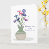 義理の娘誕生日ウィズコーン花の花瓶 カード (黄色い花)