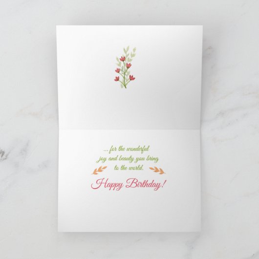 義理の娘誕生日花宗教的 カード (内部)