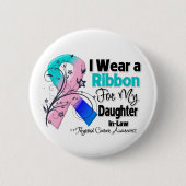 義理の娘 – 甲状腺がんリボン 缶バッジ (正面)