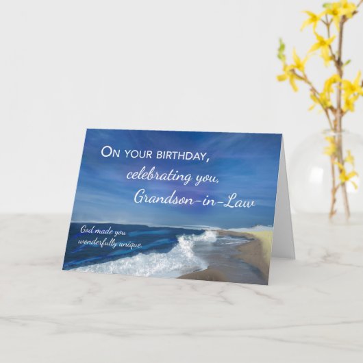 義理の孫の宗教誕生日の波紋海 カード (黄色い花)