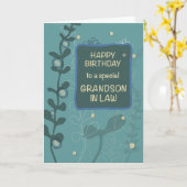 義理の孫の宗教誕生日グリーンハンドドロー カード (黄色い花)