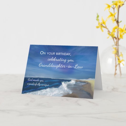 義理の孫娘誕生日波 カード (黄色い花)