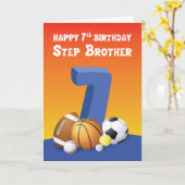 義理の弟の7歳の誕生日 スポーツボール カード (黄色い花)