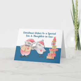 義理の息子と娘かわいいクリスマスバード カード