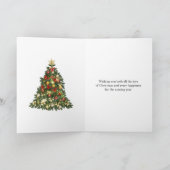 義理の息子と娘のクリスマスツリー シーズンカード (内部)