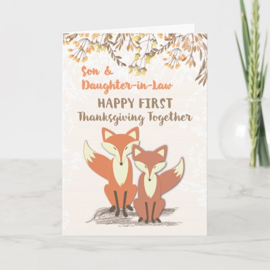 義理の息子と娘の新婚は第1の感謝祭 シーズンカード (正面)