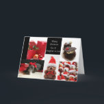 義理の息子と娘の赤いクリスマスコラージュカード シーズンカード<br><div class="desc">Studioportosabbia,  studio porto sabbia,  red collage christmas card, 違う languages，家庭関係，季節，オーナメント, オーナメント，休日，季節の挨拶， x-mas，ベア，ドイツ短編指違う，チョコレート，写真，玉，ドイツ語，写真，ボール，イタリアン, オランダ，コラージュ，レッド，バラ, バラ，雪，クリスマス装飾，カーストカット，ナターレ，ナイテーン，自宅からご家族さま、ご挨拶を。</div>