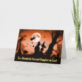 義理の息子と娘ハッピーハローウィンかわいい カード (正面)