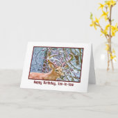 義理の息子と鹿の誕生日カード カード (黄色い花)