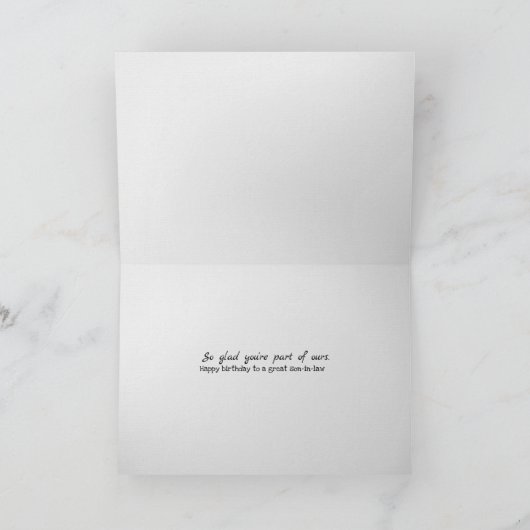 義理の息子のための黒い岩の誕生日 カード (内部)