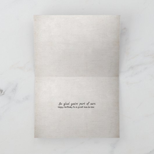 義理の息子のブラウンレザー誕生日 カード (内部)