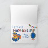 義理の息子の場合カスタム誕生日ギフトのバンティング シーズンカード (内部)